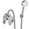 Conjunto de chuveiro em aço inoxidável 304, torneira de água quente e fria de parede, chuveiro de mão, conjunto para banheiro