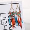 Pendientes de Pluma de Cuentas de Semilla Coloridas en Forma de Diamante Transfronterizos Estilo Palacio Bohemio Pendientes de Borla de Nicho Venta al por Mayor