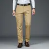 Pantalones Casuales de Negocios de Tencel para Hombre, Pantalones Elásticos de Cintura Alta para Hombre de Otoño e Invierno, Pantalones Largos Sueltos de Pierna Recta para Hombres de Mediana Edad 6706