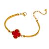 Pulsera de acero y titanio con trébol de cuatro hojas explosivo transfronterizo para mujer, diseño de nicho ligero y lujoso, colgante sencillo y versátil, pulsera de alta gama.