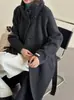 Abrigo de lana de doble cara Dongdaemun 2026, de lana de cordero, de un solo botón, con cuello alto, estilo largo con cinturón, abrigo de lana