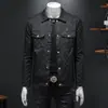 Jaqueta Masculina Nova de Primavera e Outono Europeia Marca da Moda Casual Gola Reversível Top Jovem Slim Jacquard Tamanho Grande Casaco