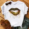 Tamanho Europeu TransfronteiriçoCamiseta Feminina Fashion Estampa de Coração Leopardo Top Gráfico Feminino de Manga Curta Preto