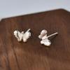 Pendientes de plata de ley s999 estilo coreano con forma de mariposa, con forma de animal, con forma de gusano, para mujer