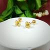 Acero de titanio gorro de flor cuentas redondas piercing de oreja pasador de oreja diseño de nicho femenino simple todo-partido chapado en oro pequeños pendientes de botón