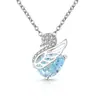 Colar Cisne com Flores de Gelo Coloridas de Pedra Preciosa Mais Vendido no TikTok para Mulheres, Pingente em Forma de Pera de Diamante de Alto Carbono Banhado a Ouro, Dropshipping de Transmissão ao Vivo Transfronteiriça
