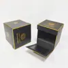 Caja de regalo de perfume fragancia personalizada hecha a mano con sello de oro negro de alta gama, caja rígida laminada, caja de regalo con marca