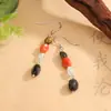 Pendientes de Plata de Ley S925 con Piedra de Cristal Natural Original para Mujer, Ganchos para Orejas de Lujo Ligero de Gama Alta Vintage, Joyería de Ganchos para Orejas Retro a la Moda