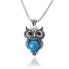 Set de Joyería de Metal con Forma de Búho y Turquesa para Collar, Aretes y Pulsera - Moda Europea y Americana Transfronteriza - Venta al por Mayor