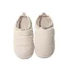 Pantuflas de algodón impermeables con relleno de plumas para mujer, para interior en invierno, suela gruesa, forro de felpa, cálidas, sencillas, impermeables, pantuflas posparto para mujer