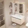 Gabinete de baño de aluminio de panal engrosado con lavabo de cerámica integrado y unidad de tocador