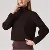Sudadera Deportiva con Cuello Alto y Media Cremallera para Mujer, Corta, Holgada, Ropa de Fitness, Top con Hombros Caídos, Ropa para Correr, Entrenamiento, Yoga, Manga Larga