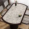 Mantel Individual Oval para Mesa de Comedor Estilo Francés, Impermeable, Resistente al Aceite, No Lavable, Blanco y Negro, Estilo Simple, Lujo Ligero, Sensación de Alta Gama, Mantel Redondo