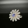 Anel S925 Corte Flor de Gelo Diamante de Alto Carbono Feminino Exagerado Exquisito Flor Super Brilhante Diamante Completo Estilo Delicado Anel Personalizado