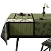 Mantel Estilo Vintage, Impermeable, Resistente al Aceite, No Lavable, Nuevo Modelo 2025, Lujo Ligero, Sensación de Alta Gama, Cubierta Retro Verde para Mesa de Comedor y Mesa de Café