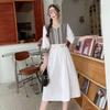 Nuevo Vestido Jacquard de Algodón y Lino de Yunnan Xinjiang Estilo Étnico Lentejuelas Cintura Adelgazante Escote en V Viaje Disfraz Étnico
