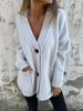 Chaqueta tipo cárdigan de lana con cuello en V, manga larga, botones y bolsillo, estilo informal, estilo europeo y americano, 2024