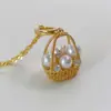 Cesta de Verduras de la Suerte Redonda de Agua Dulce de Alta Calidad 5A Broche Colgante Desmontable de Plata de Ley 925 Broche Universal para Pulsera Collar DIY