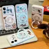 Funda para teléfono de gato y perro con café, compatible con Apple 17 Pro Max, iPhone 16 y Huawei, con diseño de ventana en forma de corazón