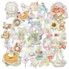 Nuevo set de pegatinas de diario de jardín secreto transfronterizo de 50 piezas, creativas y sin repetición, con conejos, osos, flores y muñecas, pegatinas impermeables