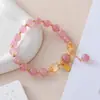 Pulsera Nueva de Cristal de Fresa Natural de Moda para Estudiantes, Joyería de Pulsera de Cristal Amarillo, Regalo para el Cumpleaños de la Novia