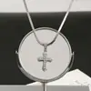 Colar Longo com Pingente de Cruz Totalmente Cravejado de Diamantes Brilhantes Hip-Hop Halloween Corrente Que Não Desbota Corrente Clavicular
