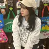 Moletom Simples para Usar por Cima com Gola Careca Roupas Femininas Moletom Moletom Top Roupas Estampado Mori Moda Feminina Camiseta Básica Sexy Rock Divertido