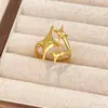 Anillos Transfronterizos Europeos y Americanos de Acero de Titanio Colorido, Anillos Abiertos de Acero Inoxidable de Lujo Ligero de Gama Alta, Joyería de Oro de 18 Quilates que No se Desvanece