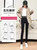 Calças Leggings Pretas para Uso Externo Feminino 2025 Novo Estilo Quente Cintura Alta Elásticas Slim Calças Lápis Outono e Inverno Calças com Forro de Lã para Mulheres