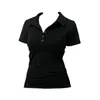 Algodão Puro Ombro Direito Desejo Puro Gola Polo Manga Curta Camiseta Feminina Verão Emagrecedor Versátil Hot Girl Top Tendência ins
