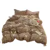 Conjunto de cuatro piezas con estampado de leopardo, lazo, lavado vintage, amigable con la piel, aprobado por influencers, serie linda y femenina, en stock para venta al por mayor