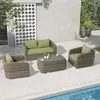 Móveis de sala de estar ao ar livre cadeira dupla de Rattan villa jardim trançado lazer pátio varanda externa combinação de sofá de Rattan PE