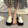 Populares Zapatos de Cuero Pequeños de Suela Gruesa Estilo Británico para Mujer Verano jk Zapatos Mary Jane 2022 Nuevos Mocasines Negros Franceses