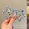 Pinza para el pelo de cristal de lujo ligero estilo coreano para niñas, cuentas de cristal, en forma de corazón y pentagrama, accesorio de moda para el cabello para mujeres