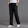 Calças Casuais de Trabalho ao Ar Livre Masculinas, Calças Casuais Masculinas de Algodão Lavado com Múltiplos Bolsos de Corte Reto para Obra