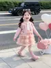 Conjunto de cárdigan estilo princesa y falda de tul para niña, Nuevo conjunto de otoño 2026 para niños, Conjunto de dos piezas con vestido de manga larga
