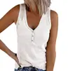 Verão 2026 Amazon Nova Roupa Feminina Europeia e Americana Transfronteiriça Colete Botonê Cor Sólida Gola V Sem Mangas Camiseta Shenghenghui