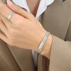 Europa y Estados Unidos no se desvanecen diseño abierto pulsera de trigo anillo de personalidad acero de titanio chapado en oro juego de joyas Z192-A150