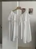 Blusa Feminina KEKEZOON com Renda Patchwork e Babados Fora do Ombro, Camisa Suave de Manga Longa para Início do Outono 8767