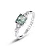 Anillo Transfronterizo Nuevo Ágata de Alga Acuática Plata S925 Cuadrado Musgo Verde Anillo Abierto para Dedo Moda Europea y Americana Lujo Ligero