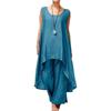 Traje de moda primavera-verano 2024 para mujer, ropa deportiva informal sin mangas, top asimétrico, pantalones holgados de 2 piezas