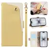 Adecuado para Funda de Teléfono iPhone 17 Pro, Funda de Cuero con Espejo de Maquillaje Apple 16, Funda Protectora tipo Flip con Correa de Patrón de Lichi 15