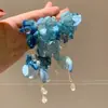 Esperando los Pendientes de Borla Florales Azul Hielo del Crepúsculo de Verano para Mujer, Pendientes Exagerados Estilo Resort Costero, Hermosos Pendientes