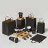 Bolsas Personalizables para Llevar de Café y Té con Leche, Bolsas de Papel Kraft para Taza Individual/Doble, Bolsas Tote para Productos Horneados y Bebidas, Bolsas de Papel Listas para Usar