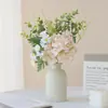 Nuevo Artefacto de Flores Combinación Hortensia Eucalipto Artefacto de Flores para el Hogar Sala de Estar Entrada Adornos de Flores Transfronterizos Flor de Seda