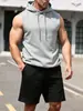 Colete Esportivo Masculino de Verão para Corrida ao Ar Livre Fitness Secagem Rápida com Capuz Sem Mangas Slim Fit em Estoque