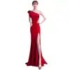 Vestido de Noche Negro para Mujer 2026 Estilo Nuevo Elegante de Gama Alta Estilo Sirena con Diseño Único de un Solo Hombro Vestido de Brindis Nupcial con un Sentido de Sofisticación