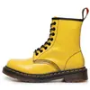 Botas de Trabalho 1460 de Cano Alto para Mulheres, Botas Clássicas de Couro Rígido com Biqueira Aberta no Tornozelo, Botas Unisex de Couro Genuíno Liso, Sapatos de Motocicleta com Bico Redondo