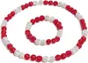 Amazon nuevo color arcilla diamantes de imitación traje de collar y pulsera color diamante bola con cuentas pulsera de béisbol collar
