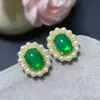 Brincos de Prata Esterlina com Opala Verde Natural Incrustada, Textura de Opala Rosa, Cor Delicada e Quente, Pedra Principal Delicada e Macia 7X9M